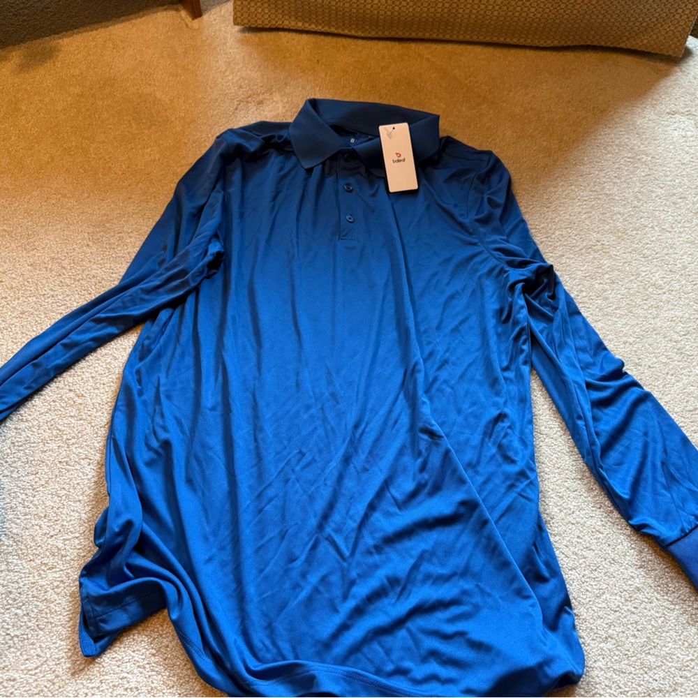Baleaf Men's Vibrant Blue Long Sleeve Polo